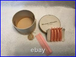 VINTAGE MADAME ALEXANDER CISSY WHITE HAT BOX WithCURLERS AND A COMB #018