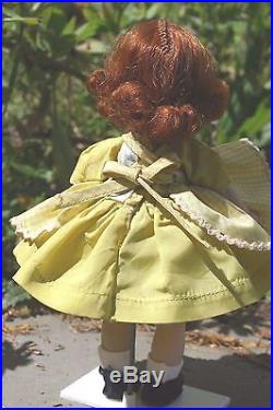 Vintage Madame Alexander Kins Copper Hair Tagged Taffeta Dress And Pinafore