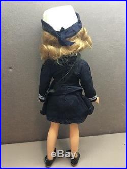VINTAGE Madame Alexander Composition Wave Doll NAVY Military Antique 15 Satchel