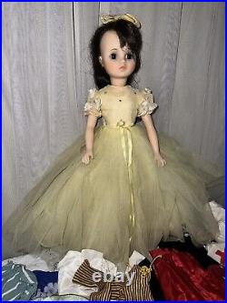 VTG 50s 60s Madame Alexander 16 Elise Doll Yellow Tulle Dress Brunette Brown