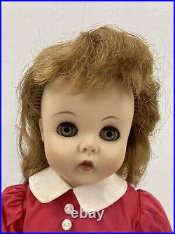 Vintage 15 Madame Alexander Kelly Doll Marybel Face 1958 with Red Dress and Stand