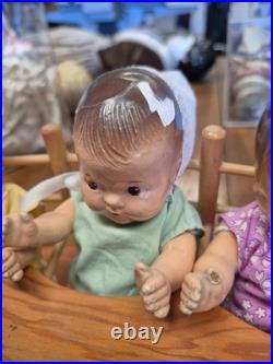 Vintage 1930's Dionne Quintuplets 5 dolls set M. Alexander with High Chair