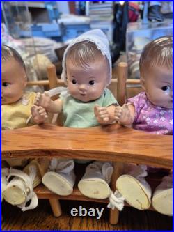 Vintage 1930's Dionne Quintuplets 5 dolls set M. Alexander with High Chair