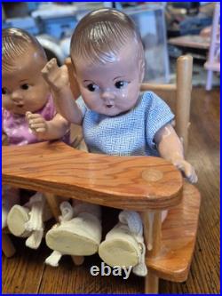 Vintage 1930's Dionne Quintuplets 5 dolls set M. Alexander with High Chair