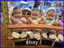 Vintage 1930's Dionne Quintuplets 5 dolls set M. Alexander with High Chair