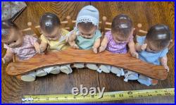 Vintage 1930's Dionne Quintuplets 5 dolls set M. Alexander with High Chair