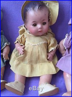 Vintage 1930's Madame Alexander Dionne Quintuplets Dolls + antique doll dresses