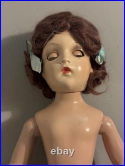 Vintage 1930s Madame Alexander 21 Composition Doll + Dress & Shoes