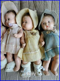 Vintage 1930s Madame Alexander Composition Dionne Quintuplets Baby Doll Set 1930