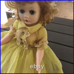Vintage 1950 Madame Alexander Cissette 9doll Tagged Yellow Dotted Swiss Dress