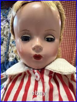 Vintage 1950's Madame Alexander 17 Blonde Doll Margaret Face Trunk Clothes Plus