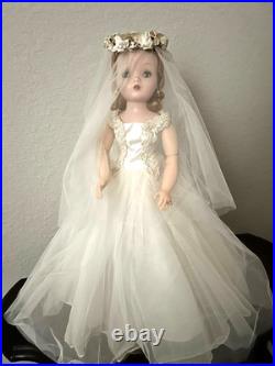 Vintage 1950's Madame Alexander 20 Cissy Hard Plastic Doll Tagged Bride Outfit