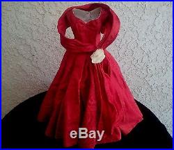 Vintage 1950's Madame Alexander CISSY Red Brocade Gown Tagged Dress HTF