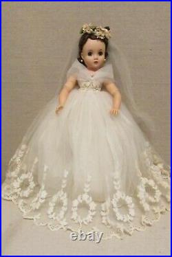 Vintage 1950's Madame Alexander Elise Bride Doll Brunette 16 Jointed