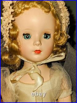 Vintage 1950's Madame Alexander Wendy Face Bride Doll Blonde Tagged Dress 15