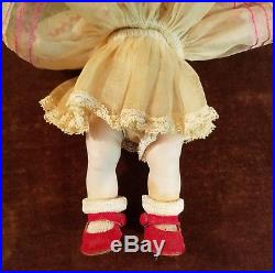 Vintage 1950s Madame Alexander- kins Doll with Red Velvet Side Snap Shoes & Hat