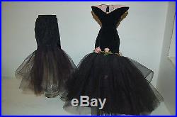 Vintage 1956 Black Velvet MADAME ALEXANDER CISSY Tagged Torso Gown WithPetti Slip