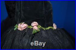 Vintage 1956 Black Velvet MADAME ALEXANDER CISSY Tagged Torso Gown WithPetti Slip