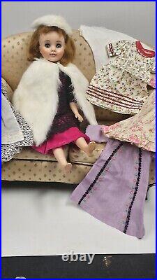 Vintage 1965 Madame Alexander Polly Doll 17 Brunette with Extra Clothes