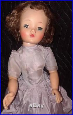 Vintage 20 blue eyed 1950s Madame Alexander Cissy Doll in Tagged Dress + slip