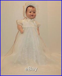 Vintage 23 Baby Doll 1940's she wears a custom Rodell Christening dress, hat