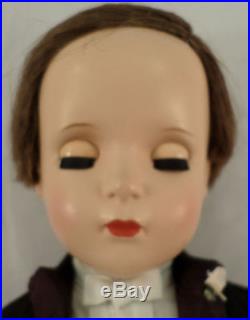 Vintage 50S Plastic Madame Alexander 18 Htf Groom Doll Margaret Face Brown Eyes