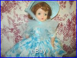 Vintage Alexander 21 Cissy Doll Gorgeous High Color Blue Satin Dress Tag Read