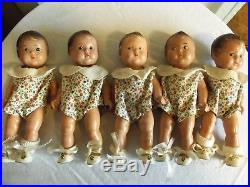 Vintage Alexander Doll Company Dionne Quintuplet Dolls Set Of 5