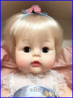 Vintage MIB Madame Alexander 13 Sweet Baby Platinum Hair Doll White Blue Dress