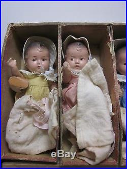 Vintage Madam Alexander Composition Dionne Quintuplet 5 Infant 7.5 Dolls