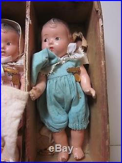 Vintage Madam Alexander Composition Dionne Quintuplet 5 Infant 7.5 Dolls