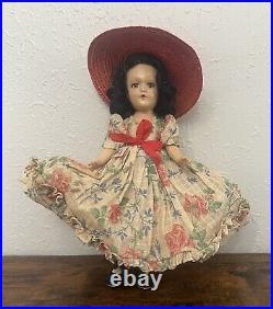 Vintage Madam Alexander Scarlett O'Hara 11 Doll Composition Shaped Dress & Hat