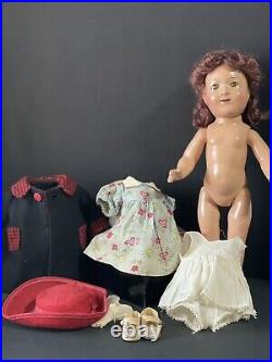 Vintage Madame Alexander 15 Composition Jane Withers Doll with Multiple Outfits