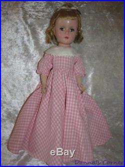 Vintage Madame Alexander 15 Hard Plastic Little Women Meg In Pink Check Dress