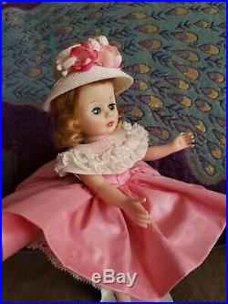 Vintage Madame Alexander 1950's Cissette Dressed in Pink Polished Cotton Dress