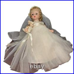 Vintage Madame Alexander 8 Alexander-Kins Bride Doll Tulle Gown 1950s