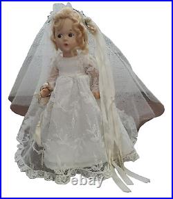 Vintage Madame Alexander 9 Composition Little Betty Bride Doll 1937-1943