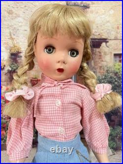 Vintage Madame Alexander Blonde Polly Pigtails 18 Inch Wearing Madame Alexander