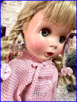 Vintage Madame Alexander Blonde Polly Pigtails 18 Inch Wearing Madame Alexander