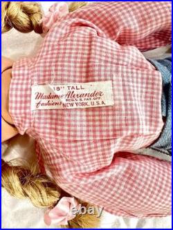 Vintage Madame Alexander Blonde Polly Pigtails 18 Inch Wearing Madame Alexander
