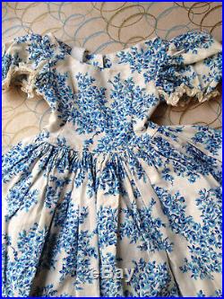Vintage Madame Alexander Cissy Blue And White Floral Dress And Underskirt RARE