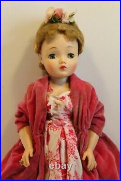 Vintage Madame Alexander Cissy Doll Pink Rose Tagged Dress & Shall, Ring, Etc