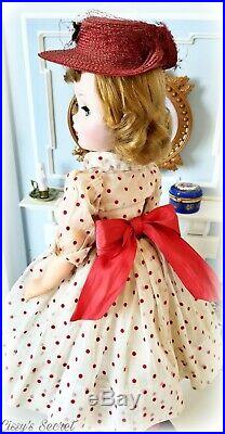Vintage Madame Alexander Cissy Doll in Polka Dots & Original Hat Circa 1956