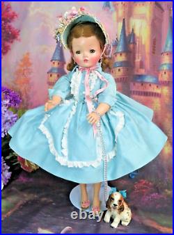 Vintage Madame Alexander Cissy Doll tagged Blue dress Auburn Green eyes Hat Dog