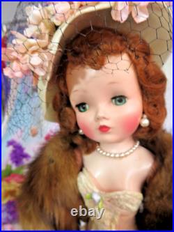 Vintage Madame Alexander Cissy Doll tagged Corset Red hair Blue eyes Hat Poodle