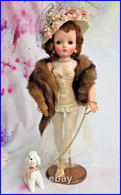 Vintage Madame Alexander Cissy Doll tagged Corset Red hair Blue eyes Hat Poodle