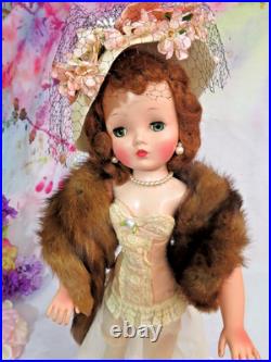 Vintage Madame Alexander Cissy Doll tagged Corset Red hair Blue eyes Hat Poodle