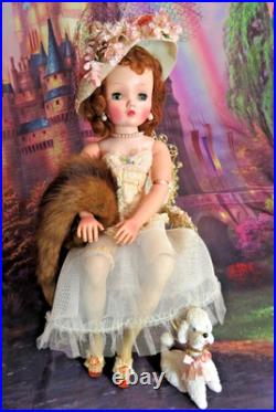 Vintage Madame Alexander Cissy Doll tagged Corset Red hair Blue eyes Hat Poodle