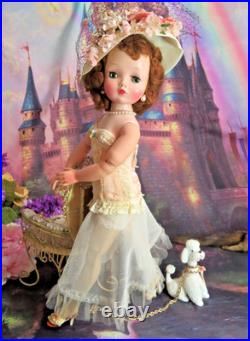 Vintage Madame Alexander Cissy Doll tagged Corset Red hair Blue eyes Hat Poodle