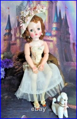 Vintage Madame Alexander Cissy Doll tagged Corset Red hair Blue eyes Hat Poodle